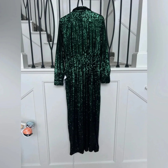 NWT Dress the Population Connie Sequin Shirt Dress L - Picture 3 of 8